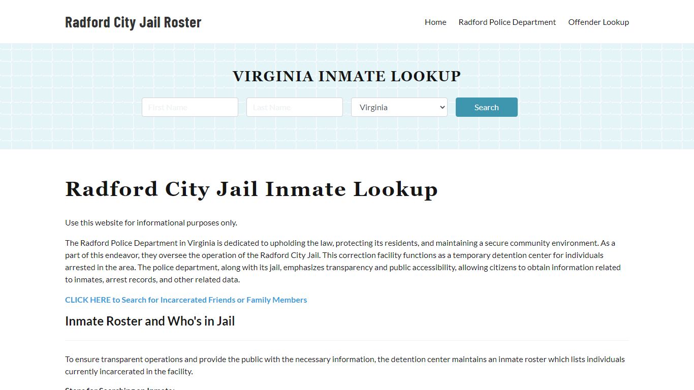 Radford City Jail, VA Inmate Search, Jail Roster, Bookings