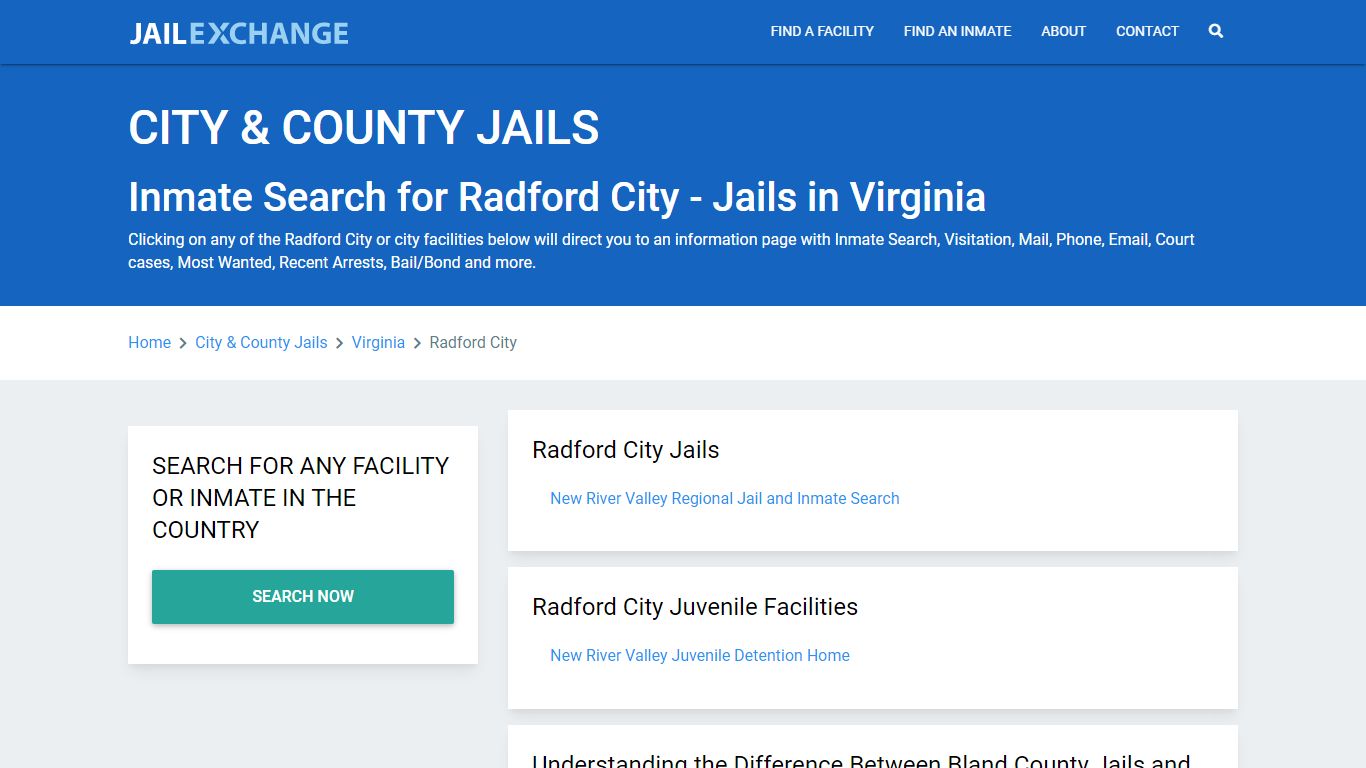 Inmate Search for Radford City | Jails in Virginia - Jail Exchange